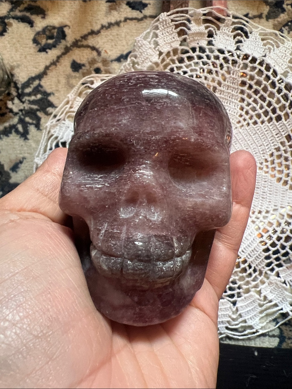 Strawberry Quartz Carved Skull
